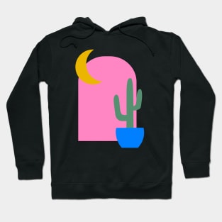 Boho Cactus and Moon Shapes Hoodie